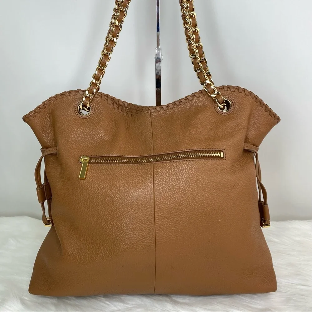 Tory Burch Bombé Slouchy Camel Leather Tote Bag